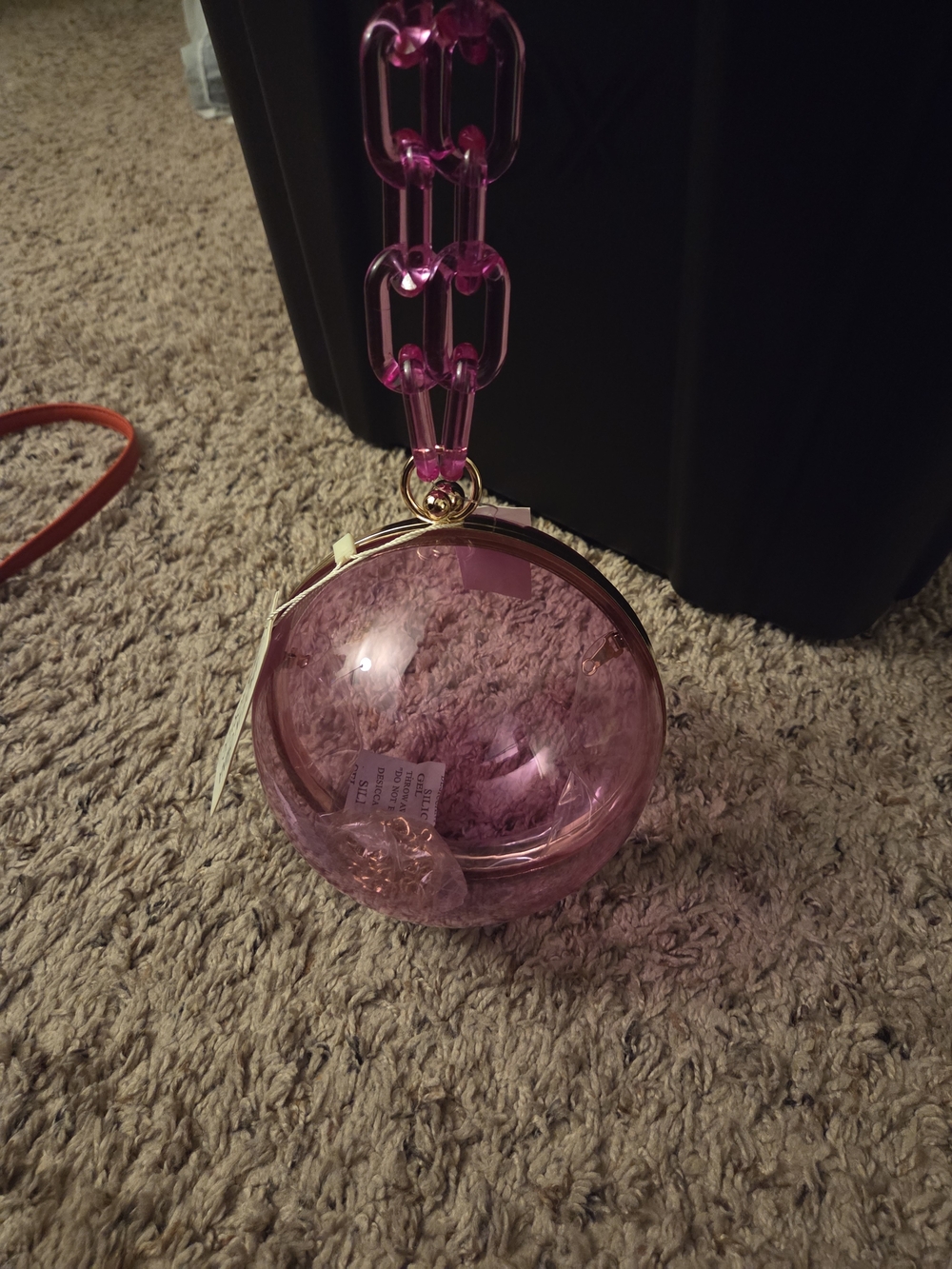Pink Acrylic Sphere Crossbody Bag with Chain Strap